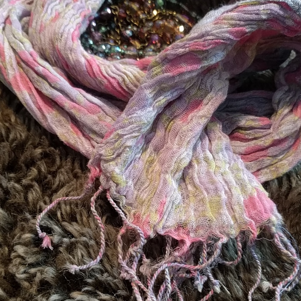 Beautiful natural silk watercolor floral scarf GUC